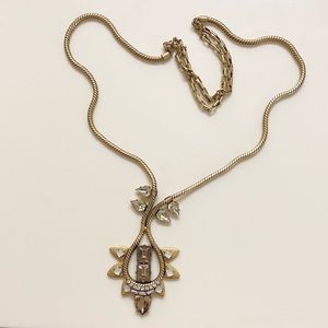 LARGE STELLA DOT GOLD STONE STATEMENT NECKLACE